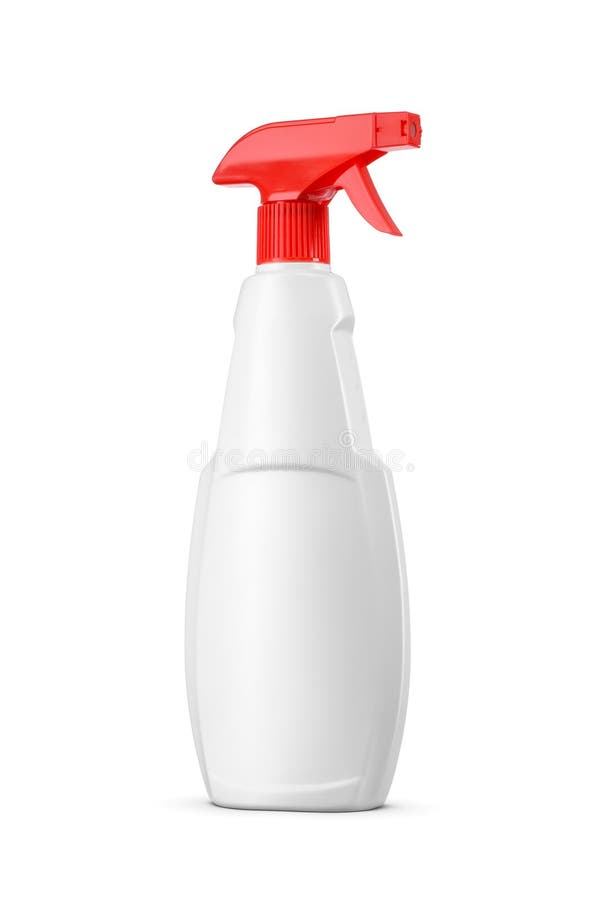Plastic sprayer detergent bottle with red trigger isolated on white royalty free stock photography
