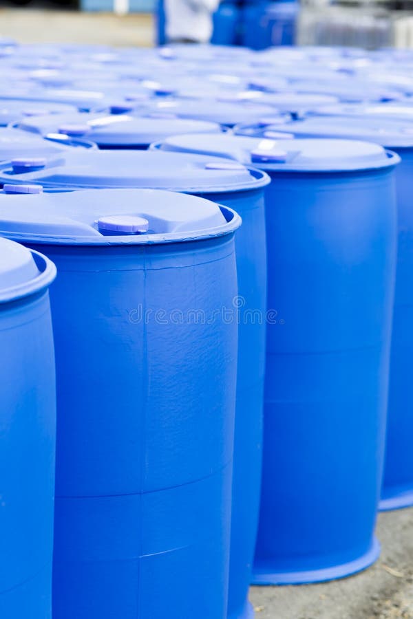 Chemical Plant, Plastic Storage Drums, Big Blue Barrels