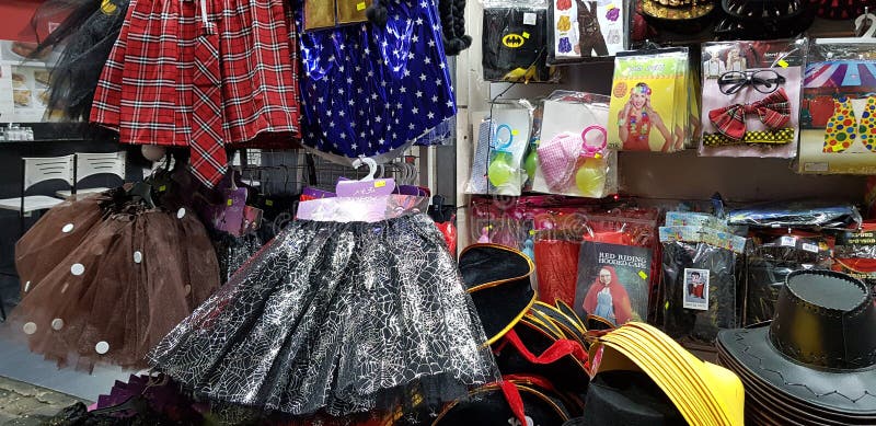 Plastic stuff for children exposed for sale in a shop before jewish purim masquerade