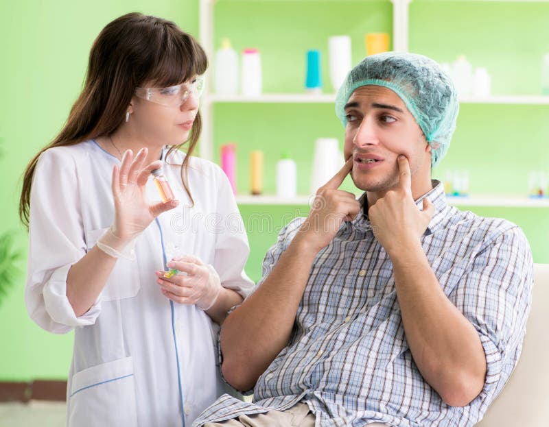 Plastic Surgeon Preparing for Operation on Man Face Stock Photo Image