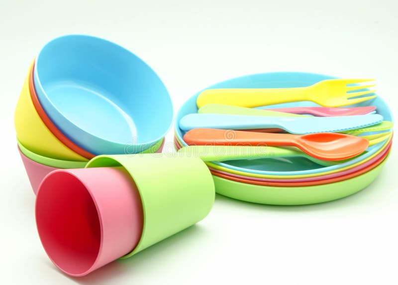 Plastic tableware stock image. Image of plastic, service 41119587