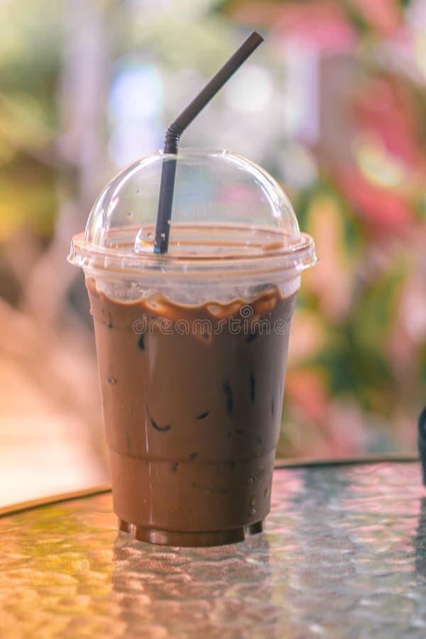 Take Away Plastic Cup Of Iced Black Coffee Stock Photo - Image of