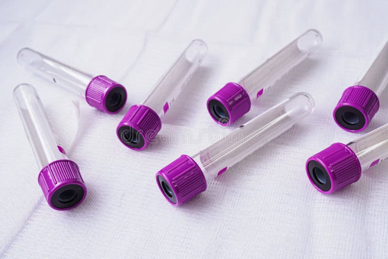 Plastic Test Tubes with Caps for the Collection of Samples. Blood