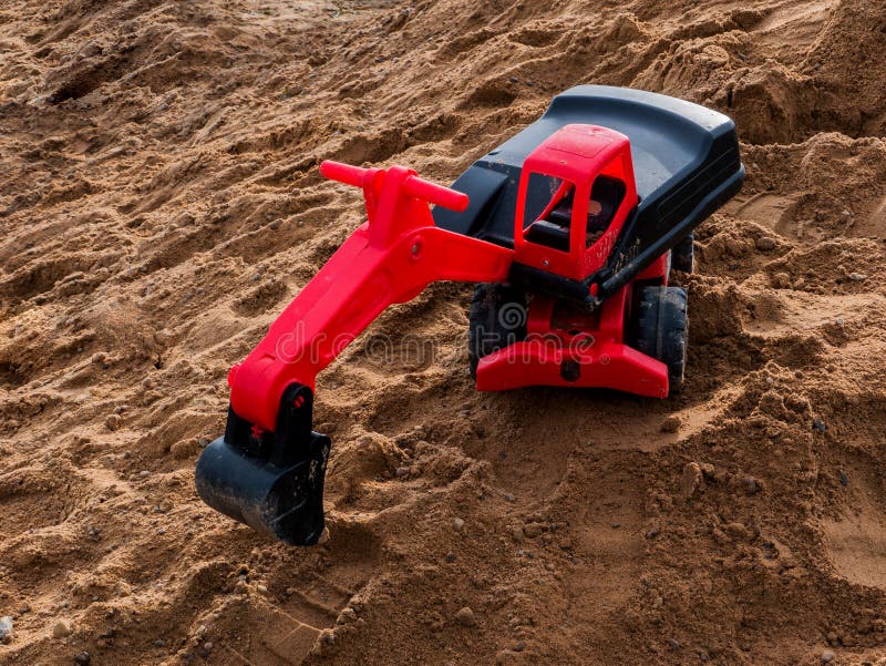 Plastic Toy Excavator on the Sand Stock Photo Image of machinery