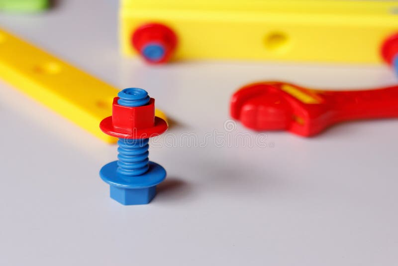 A Child S Screws and Bolts (top) Stock Image Image of colors, play