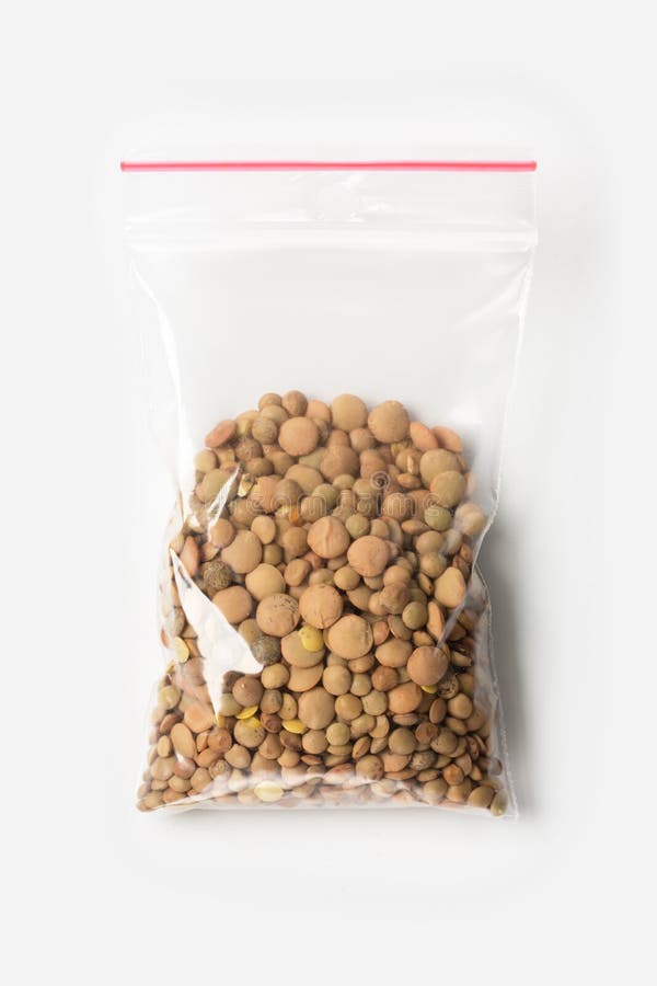 Download Plastic Transparent Zipper Bag With Half Lentils Beans Isolated On White, Vacuum Package Mockup ...