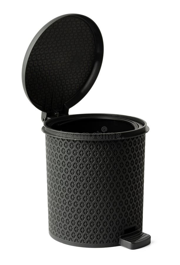 Plastic Trash Can with Lid on White Background Stock Image Image of