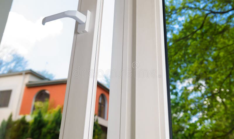 Plastic vinyl window royalty free stock photo