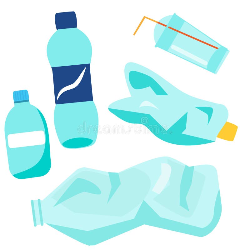 Plastic Waste. Bottles, Glasses and Other Trash and Garbage Stock