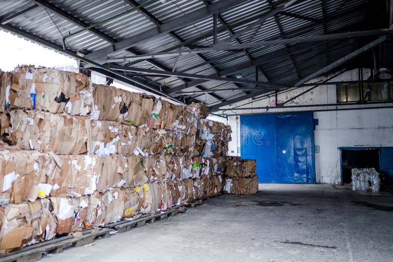 Plastic Waste is in the Warehouse at the Garbage Disposal Plant