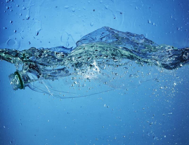 A Plastic Water Bottle Pollution in Ocean Stock Photo Image of