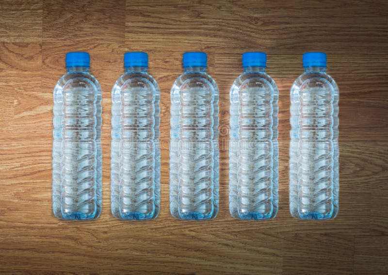 Plastic Water Bottle on the Wooden Table Stock Photo Image of purity