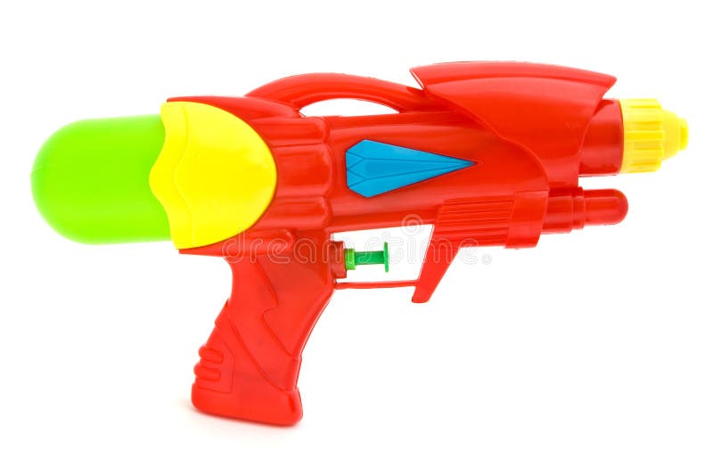 Plastic water gun isolated on white royalty free stock image