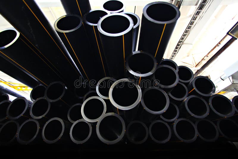 Grey Plumbing Pipes, Industry, Manufacture of Pipes Stock Photo Image