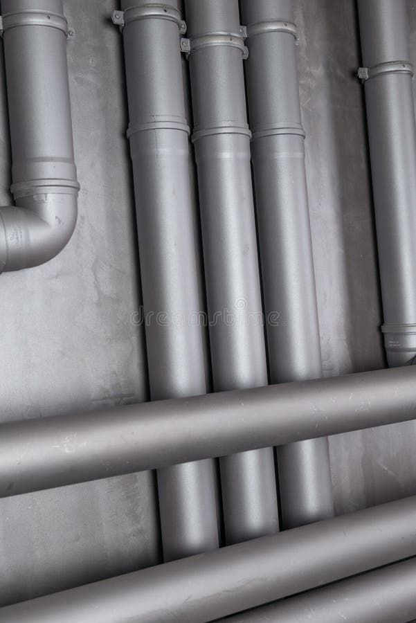 Plastic Water Pipe on the Wall Stock Photo Image of metal, sewer