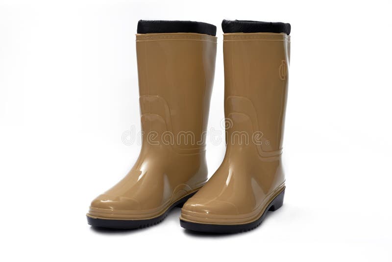 Plastic Waterproof Boots Isolated on White Background Stock Photo