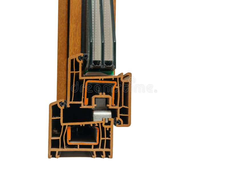 Plastic Window Profile. Windows Section with Triple Glazing Stock Image