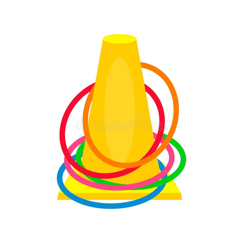 Plastic Yellow Sports Cone with Hoops for Activity Game. Throw Rings