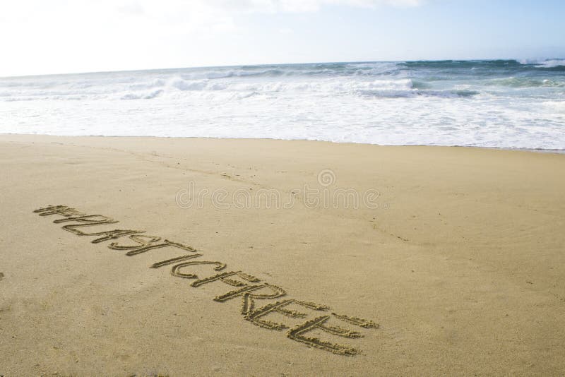 #plasticfree Sentence on the Beach Stock Image - Image of plastic, blue: 137537091