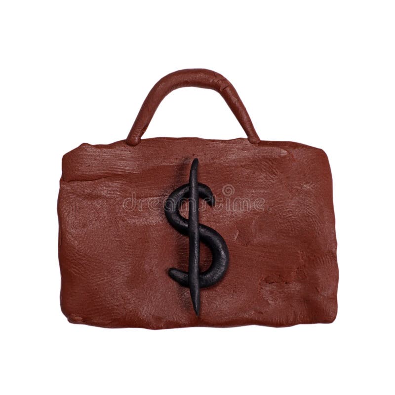 Plasticine Briefcase with Money with Dollars Sign Isolated on White