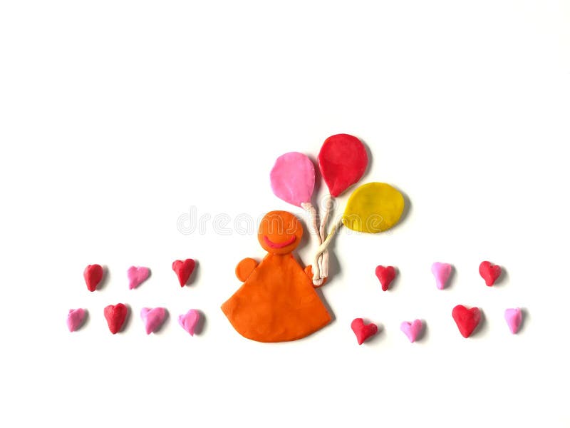 Plasticine clay doll balloon, heart shape dough
