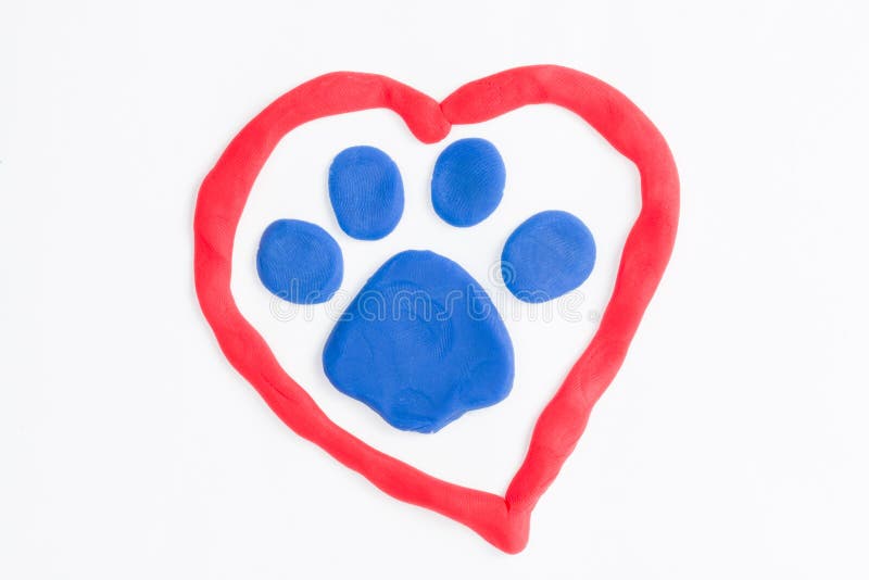 Plasticine paw and heart.