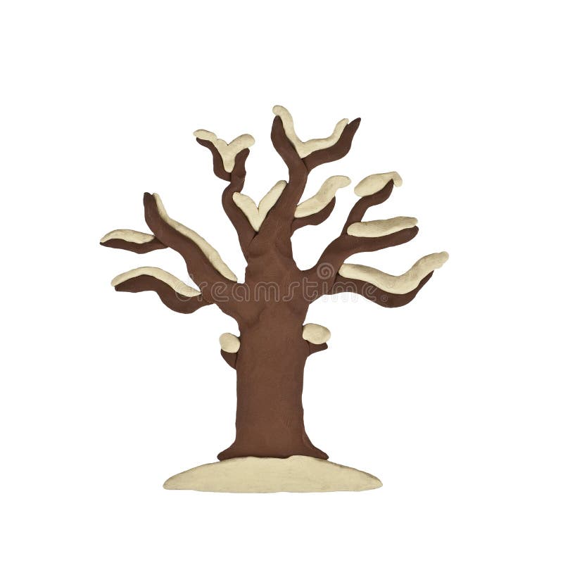 Plasticine tree winter isolated on a white background