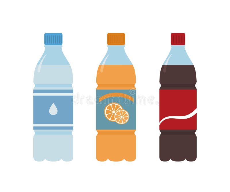 Plastikflasche Wasser Orange, Wasser und Kolabaum lizenzfreie abbildung