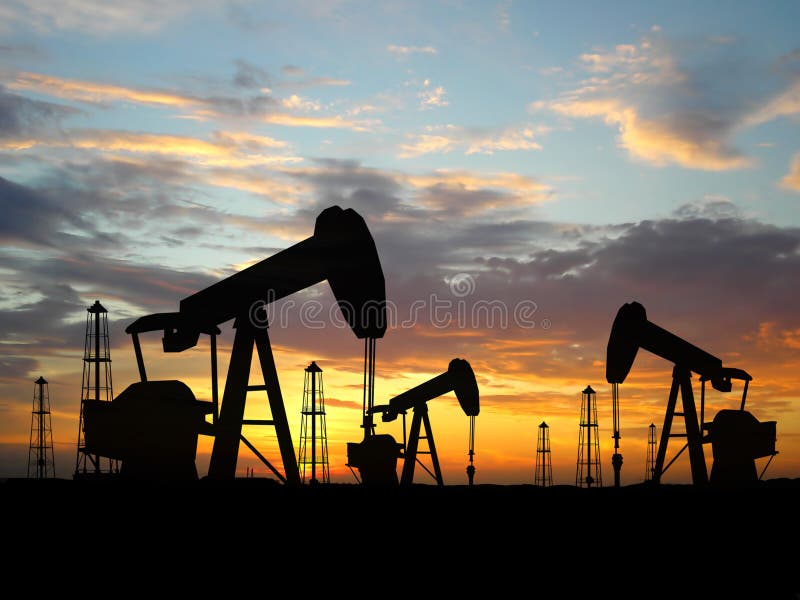 Plataformas petroleras de la silueta foto de archivo libre de regalías