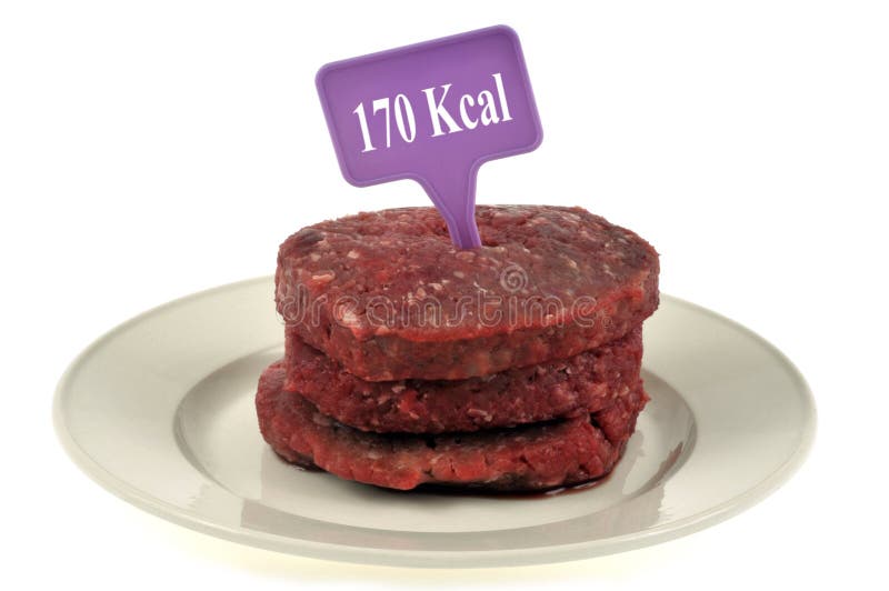 Calories of chopped steaks stock photo. Image of plate 150643616