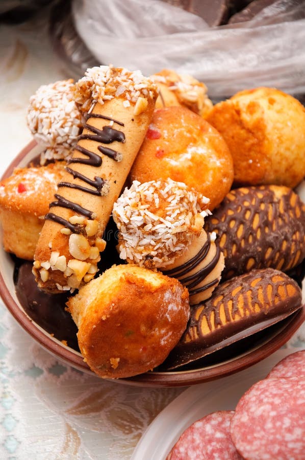Plate with a cakes stock photo. Image of bakery, heap 17612098