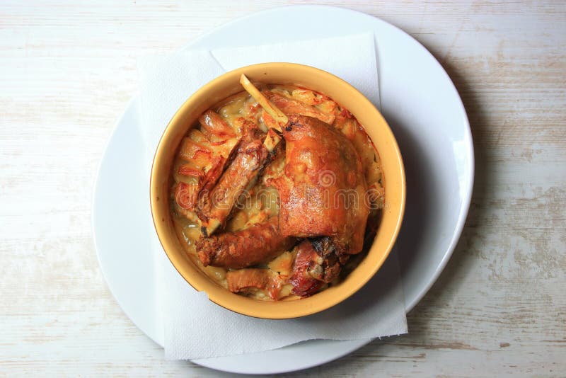 Plate of castelnaudary cassoulet, french cuisine