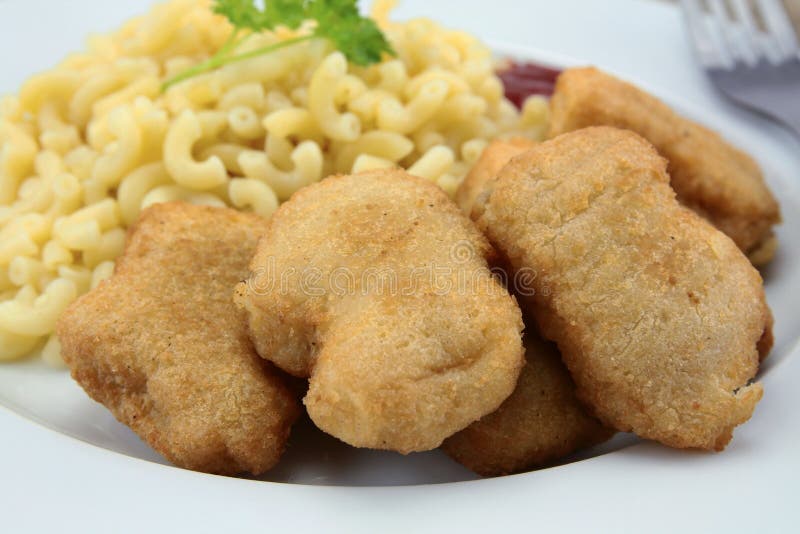 Plate of Chicken Nuggets and Pasta Stock Photo - Image of white ...