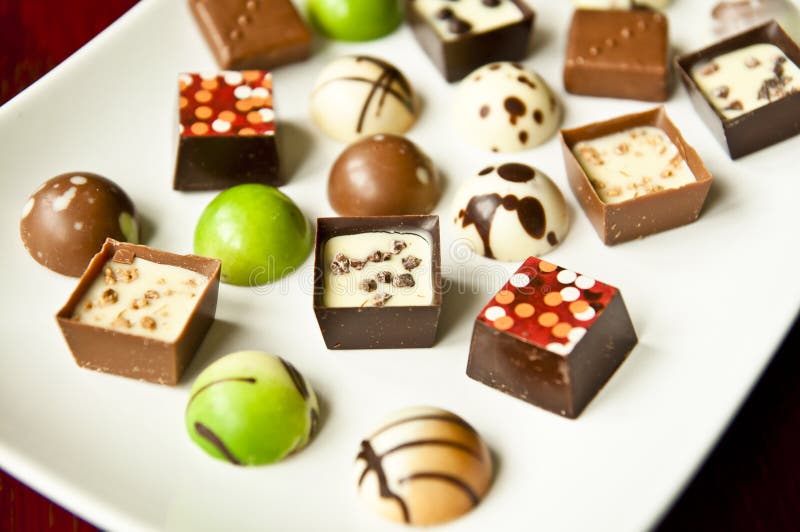 Plate of chocolates stock photos Plate of chocolates stock photos