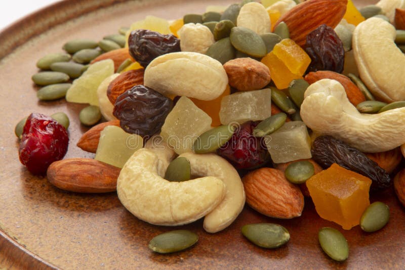 Plate, Containing, Nutritious, Mixed Nuts Stock Image Image of dishes