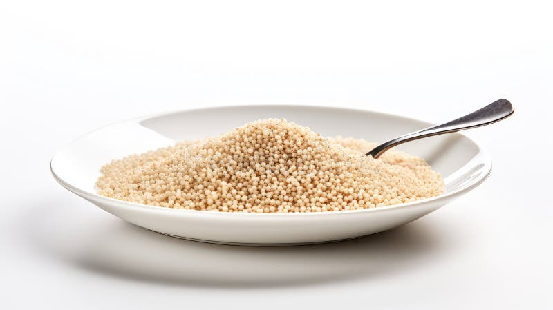 Plate cooked quinoa white background stock illustration