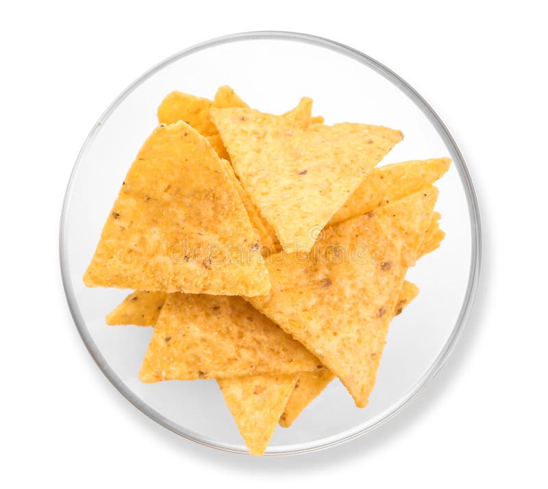 Plate with Corn Chips on White Background Stock Image Image of taste