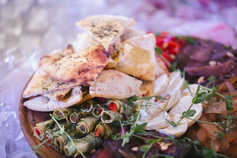 A Plate of Delicacies on the Buffet Table. Stock Image Image of meal