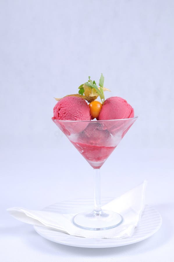 Plate Fine Dessert Raspberry Sorbet Stock Photos Free & RoyaltyFree