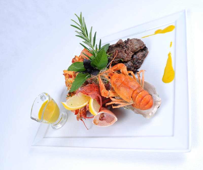 Plate of Fine Dining Meal Beef with Lobster Stock Photo Image of beef