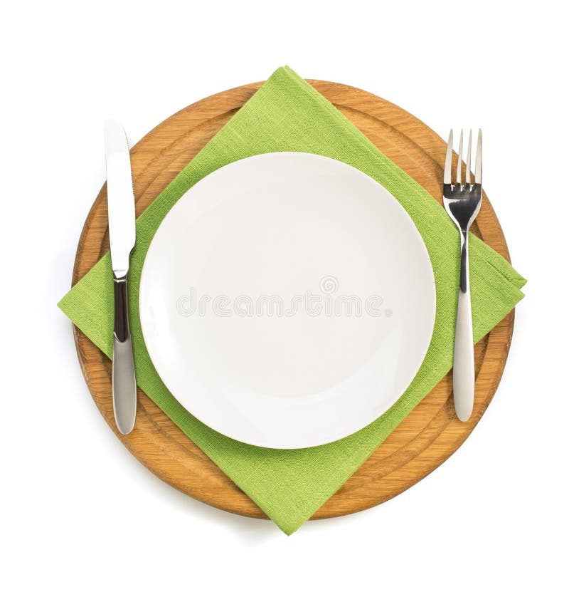 Plate and Fork with Knife at Napkin Stock Photo Image of cloth, kitchenware 79795378