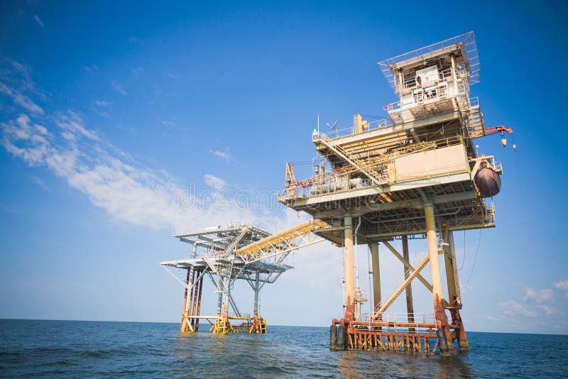 An offshore oil and natural gas exploration and drilling platform. An offshore oil and natural gas exploration and drilling platform.