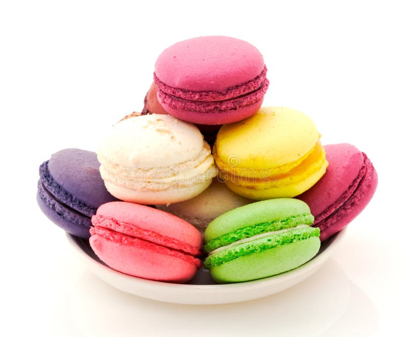 Plate of French macaroons stock image. Image of gastronomy - 12253289