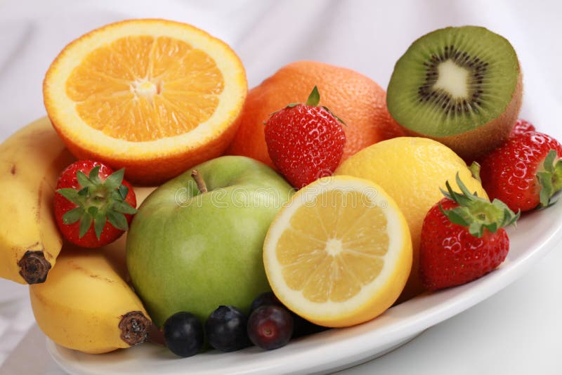 Plate with fresh fruits