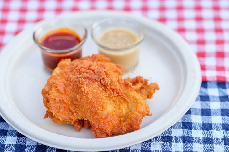 A Plate of Fresh, Hot, Crispy Fried Chicken Stock Photo Image of