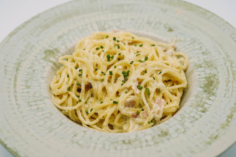 Plate of Fresh Pasta with Alfredo Sauce Stock Photo Image of nutrition, culinary 243343116