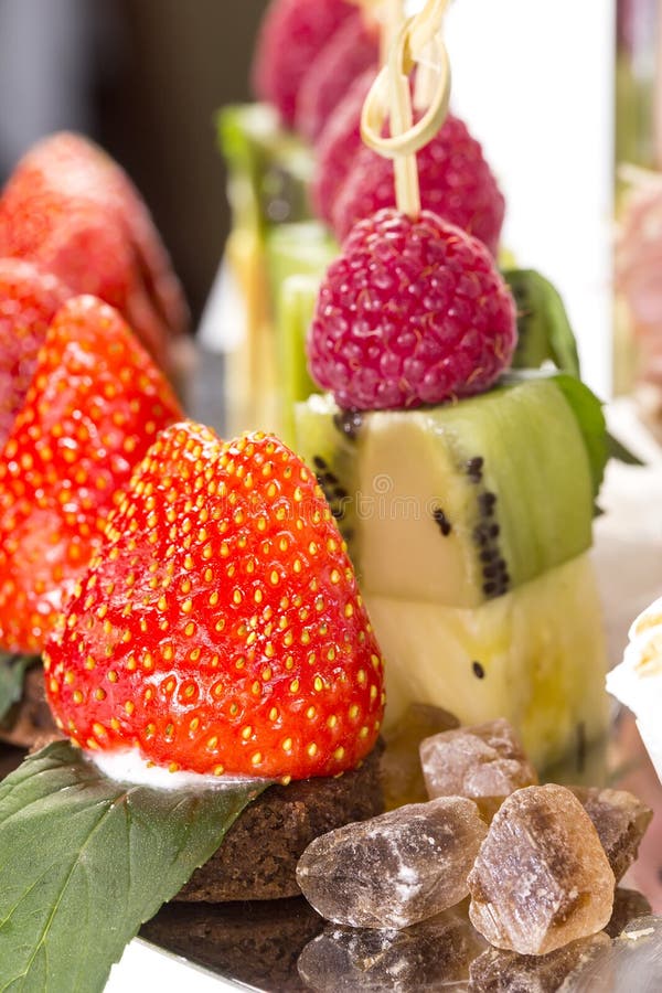 Plate of fruit dessert stock photo. Image of brown, collection 32863812