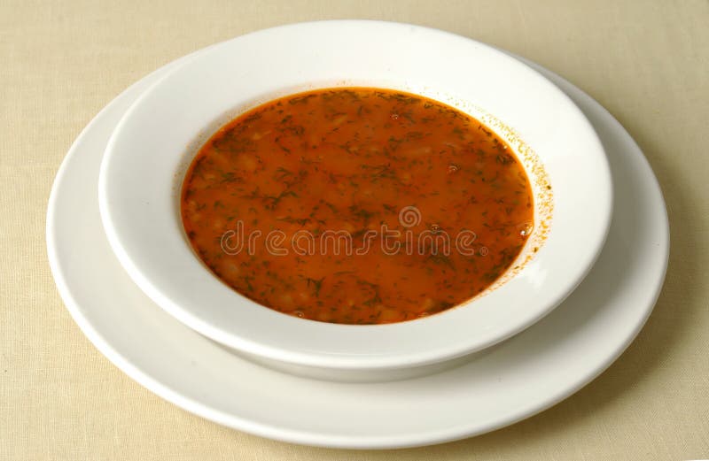 Plate full of soup