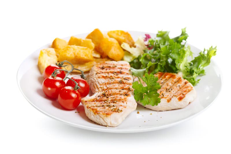Plate of Grilled Chicken Breast with Vegetables Stock Photo Image of