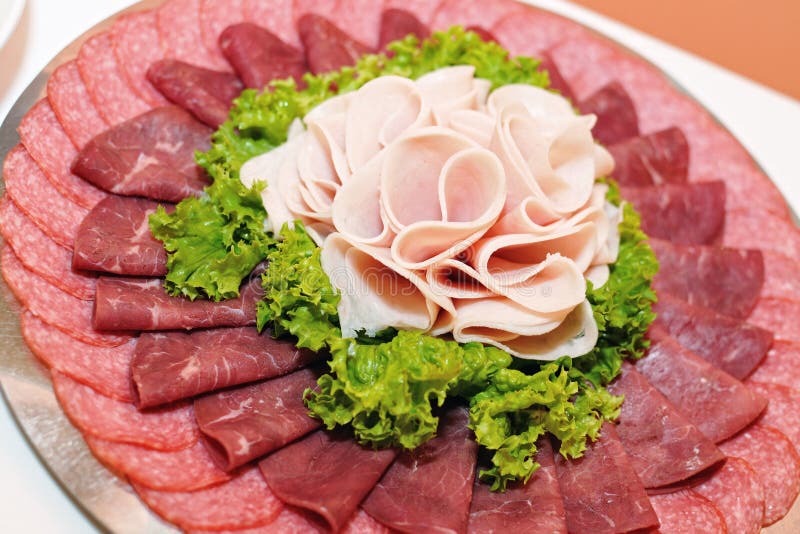 Plate with ham, salami stock photo. Image of fresh, pork 28313952